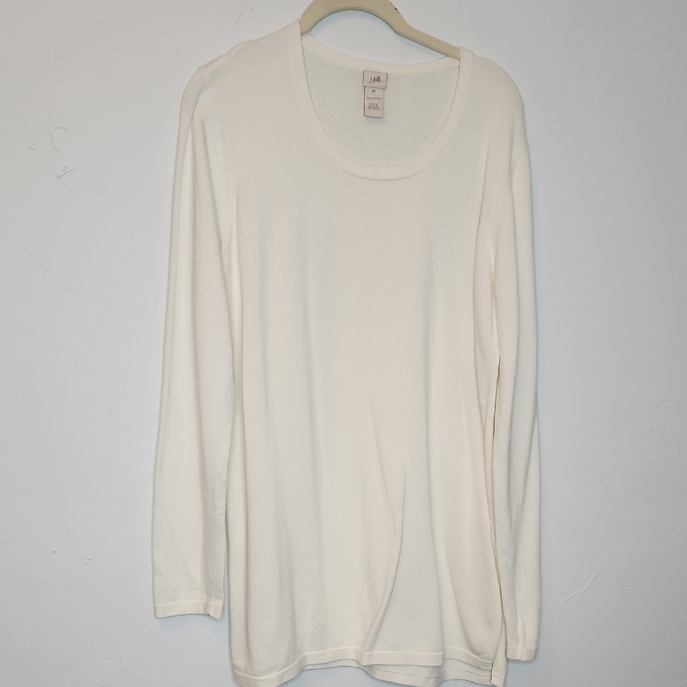 J Jill SZ M off white  100% cotton sweater    A26